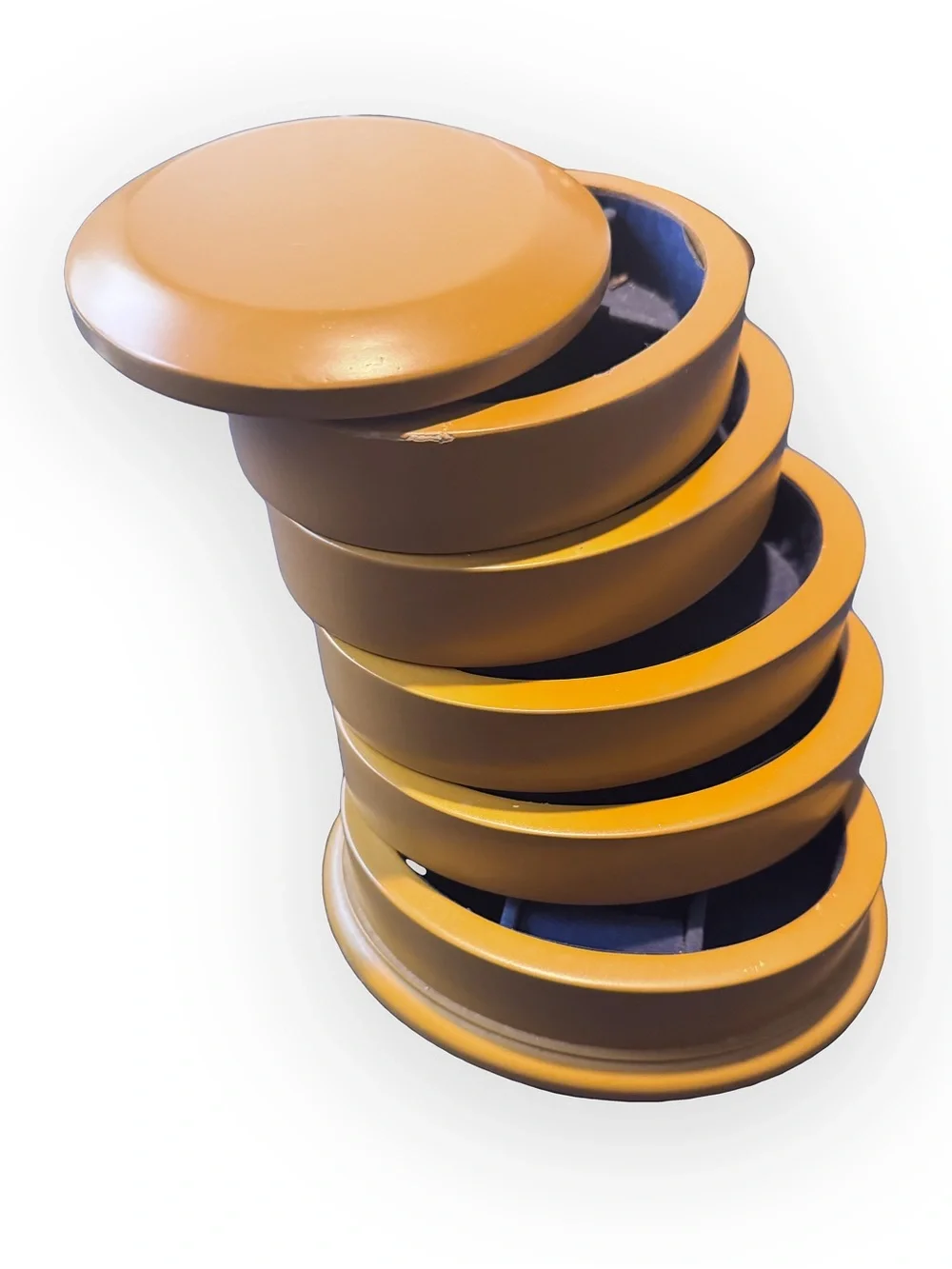 MCM Mustard Yellow oval velvet jewelry box